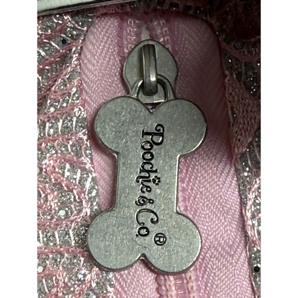 Stuffed Dog Plush Purse Poochie & Co Pink Bows Sparkle Beige Puppy Silver Strap - Picture 7 of 10